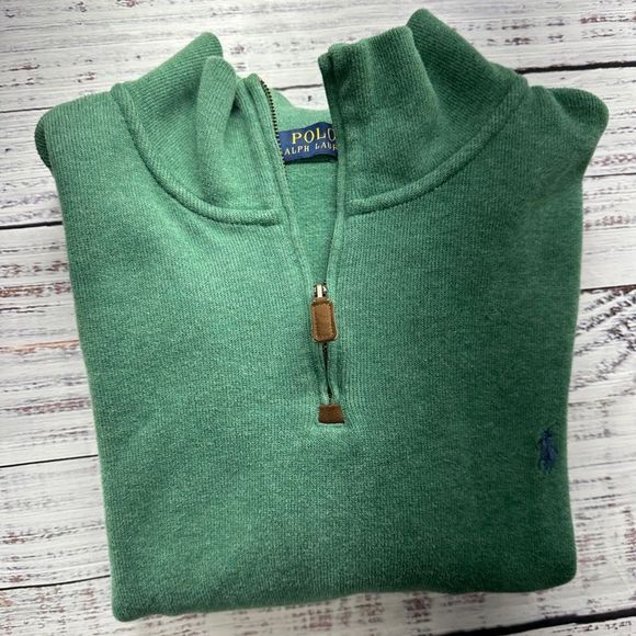 Polo Ralph Lauren Quarter Zip Men's Size XXL Long Sleeve Green Sweater - Picture 1 of 10